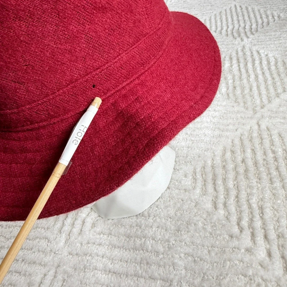 Saks Fifth Avenue Vintage Wool Bucket Hat Women's Red Felted Boho Cloche Cozy